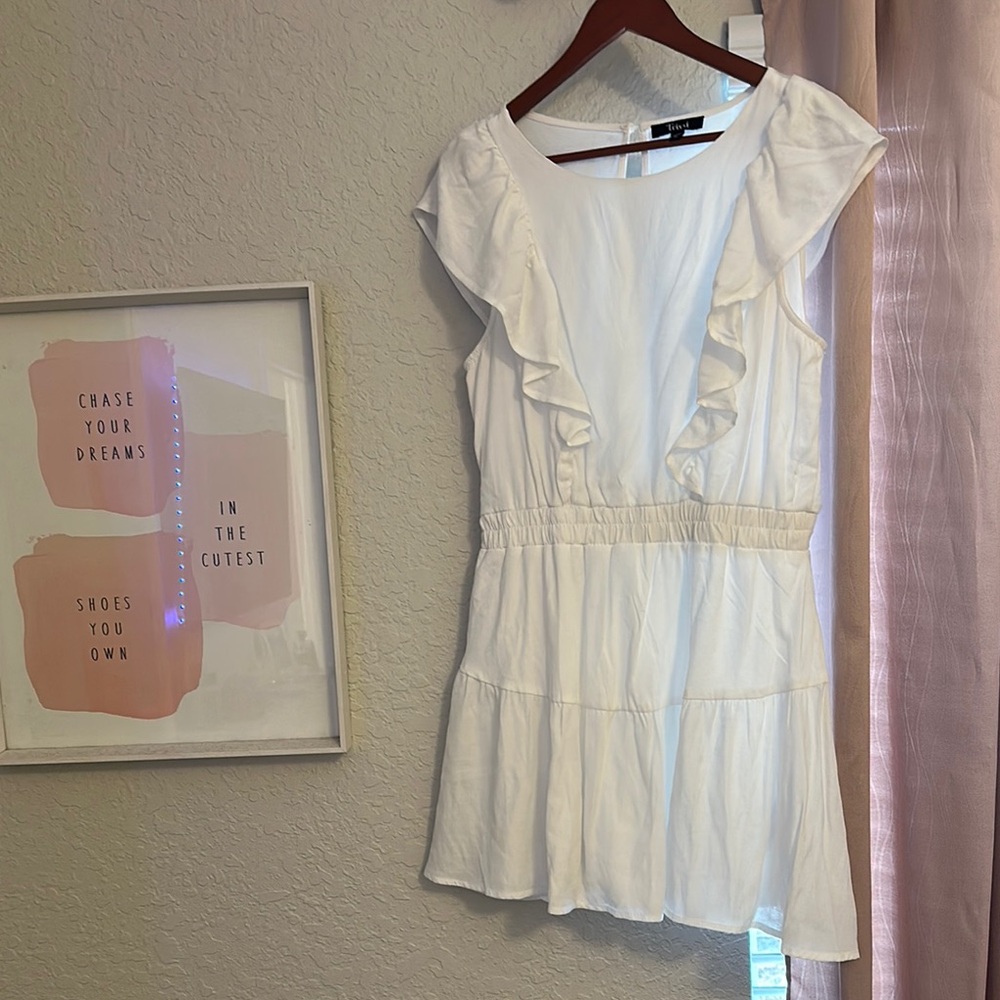 Trixxi White Ruffle Mini Dress